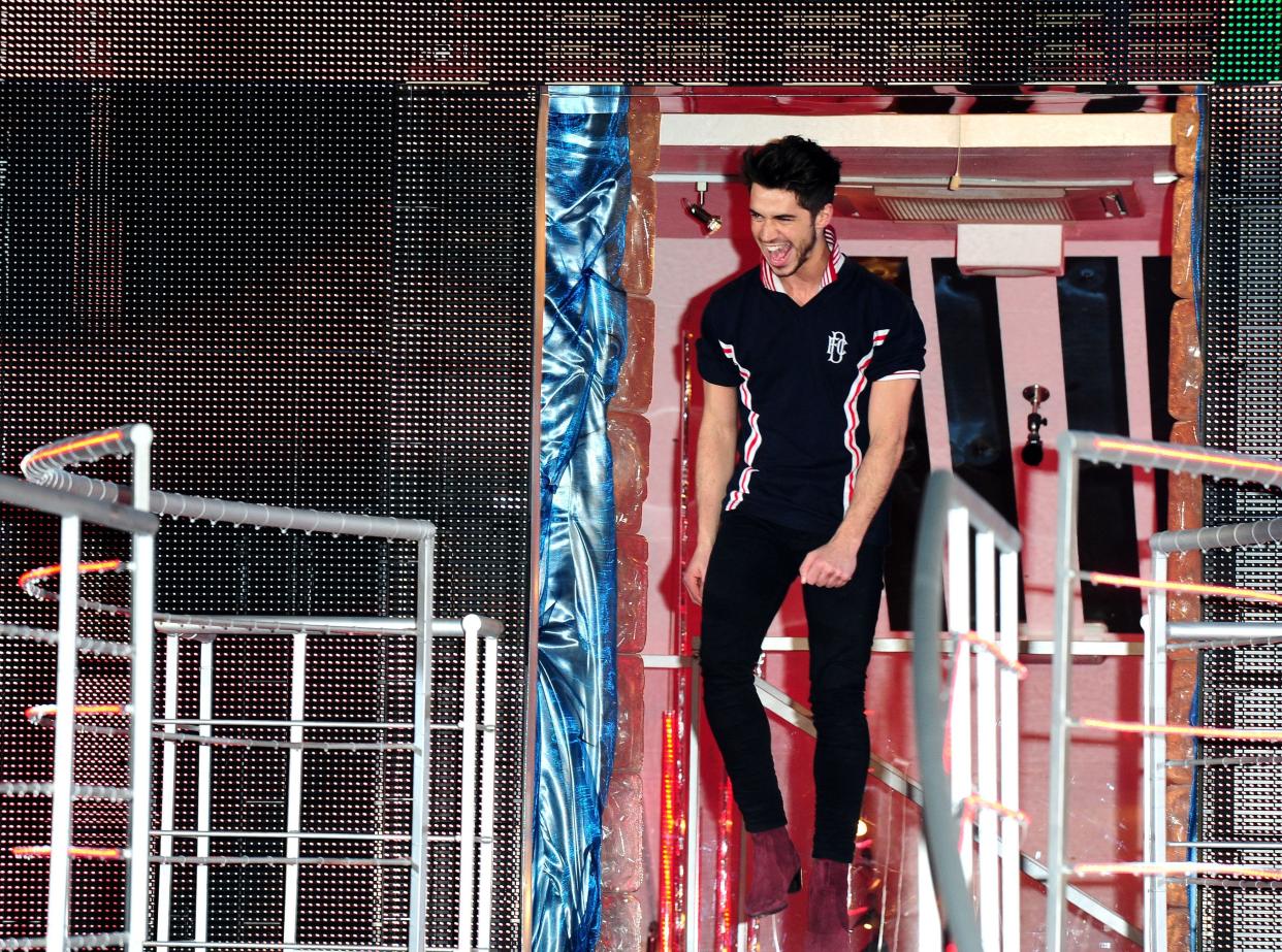 Sam Robertson is evicted from the <em>Celebrity Big Brother</em> House, at Elstree Studios, Borehamwood, 2013.