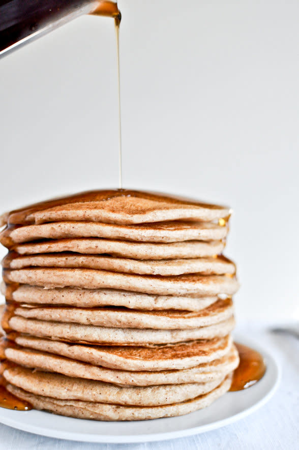<strong>Get the <a href="http://www.howsweeteats.com/2012/02/greek-yogurt-pancakes/" target="_blank">Whole Wheat Greek Yogurt Pancakes recipe</a> from How Sweet It Is</strong>