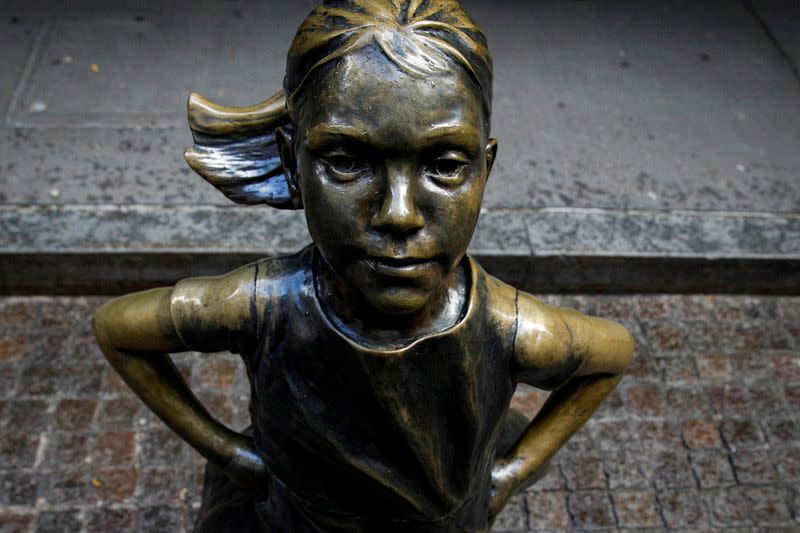 FILE PHOTO: The Fearless Girl statue is seen outside of the NYSE in New York