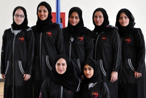 Members of the first female Saudi basketball team "Jeddah United" pose for a team picture in the Red Sea port city of Jeddah in March 2102. Women wanting to take part in sports in the Gulf kingdom face an uphill struggle as they have to do so behind closed doors, like a group of 300 women who played basketball at an enclosed court in the city of Jeddah on the occasion of International Women's Day