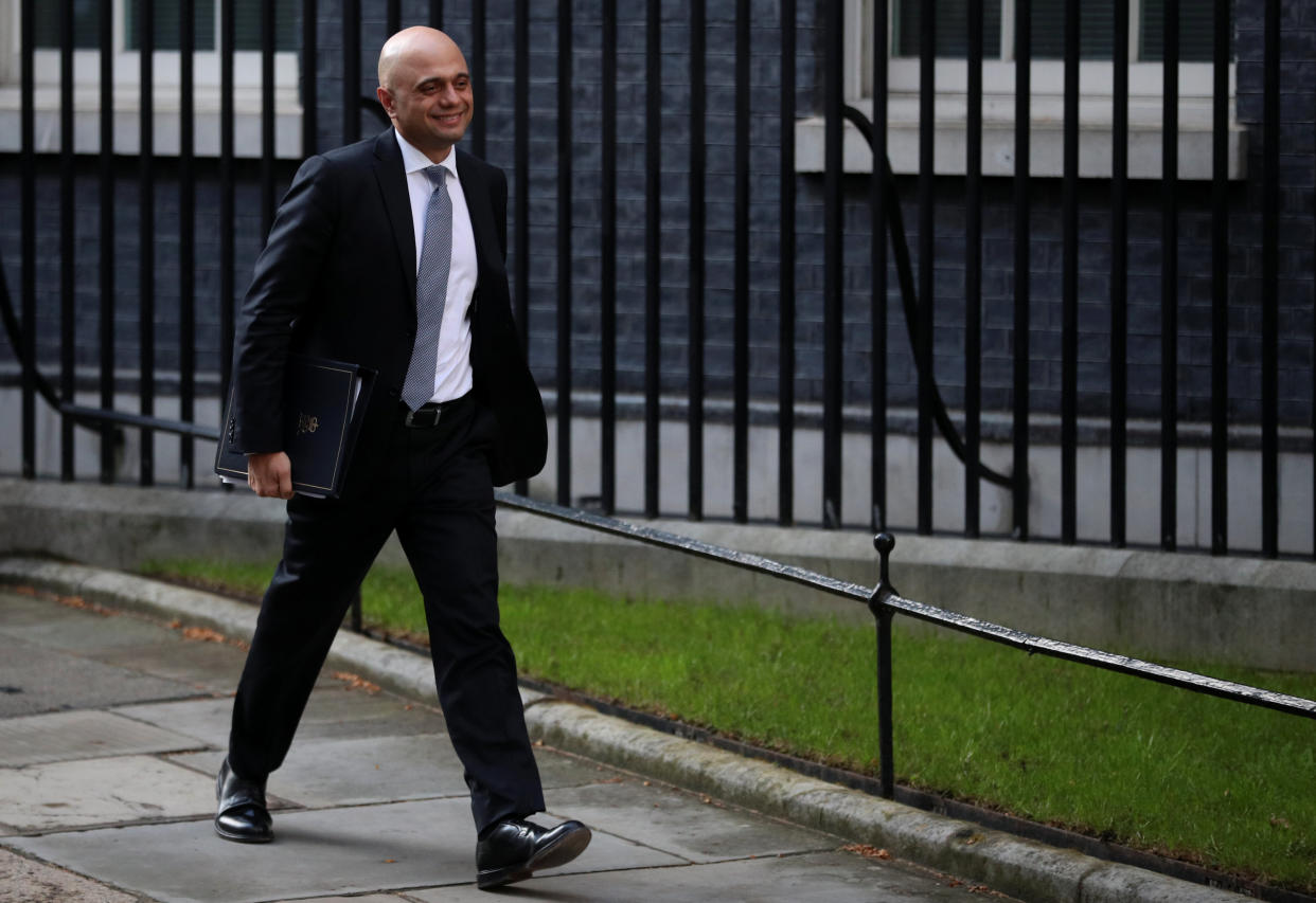 Britain’s Home Secretary Sajid Javid leaves Downing Street in London, Britain, April 2, 2019. REUTERS/Hannah McKay