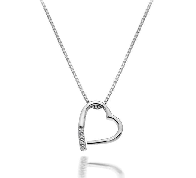 silver heart shaped necklace hot diamonds