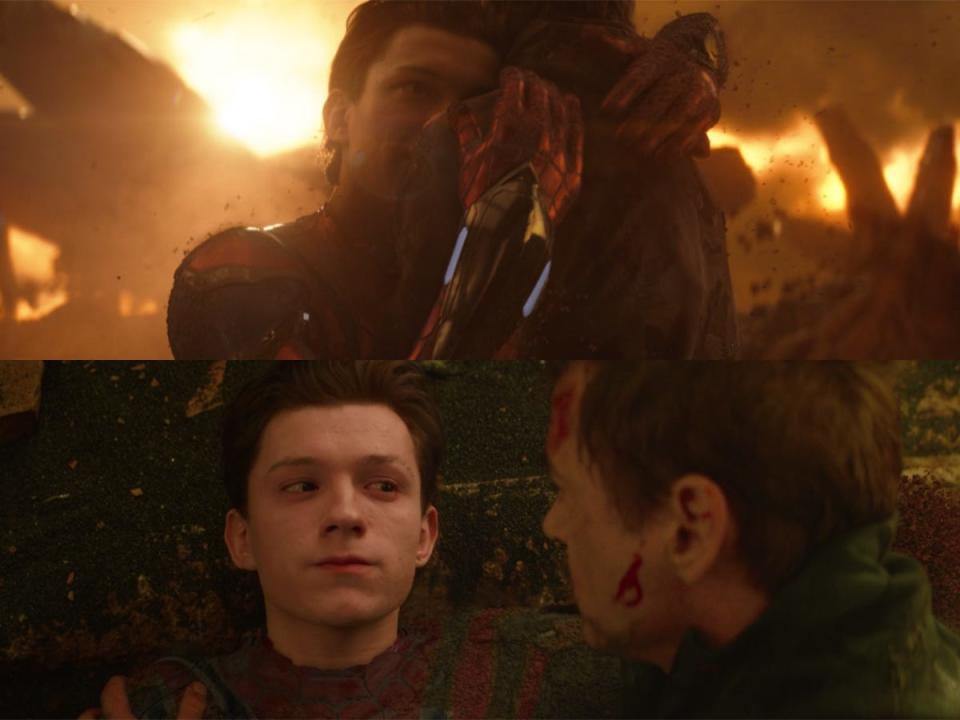 tom holland avengers infinity war peter and tony