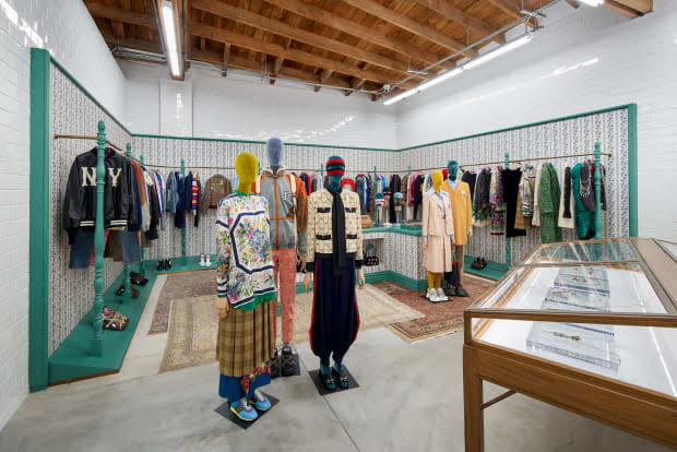 Gucci shop at <a href="https://fashionista.com/2018/11/dover-street-market-los-angeles" rel="nofollow noopener" target="_blank" data-ylk="slk:Dover Street Market Los Angeles;elm:context_link;itc:0;sec:content-canvas" class="link ">Dover Street Market Los Angeles</a>. Photo: Courtesy Eric Staudenmaier