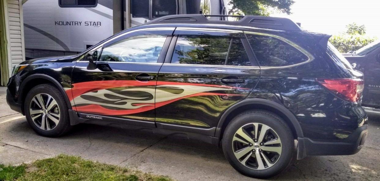 Shelly Baldwin of Coldwater, Michigan, says her Subaru Outback is her "Hot Wheels car."