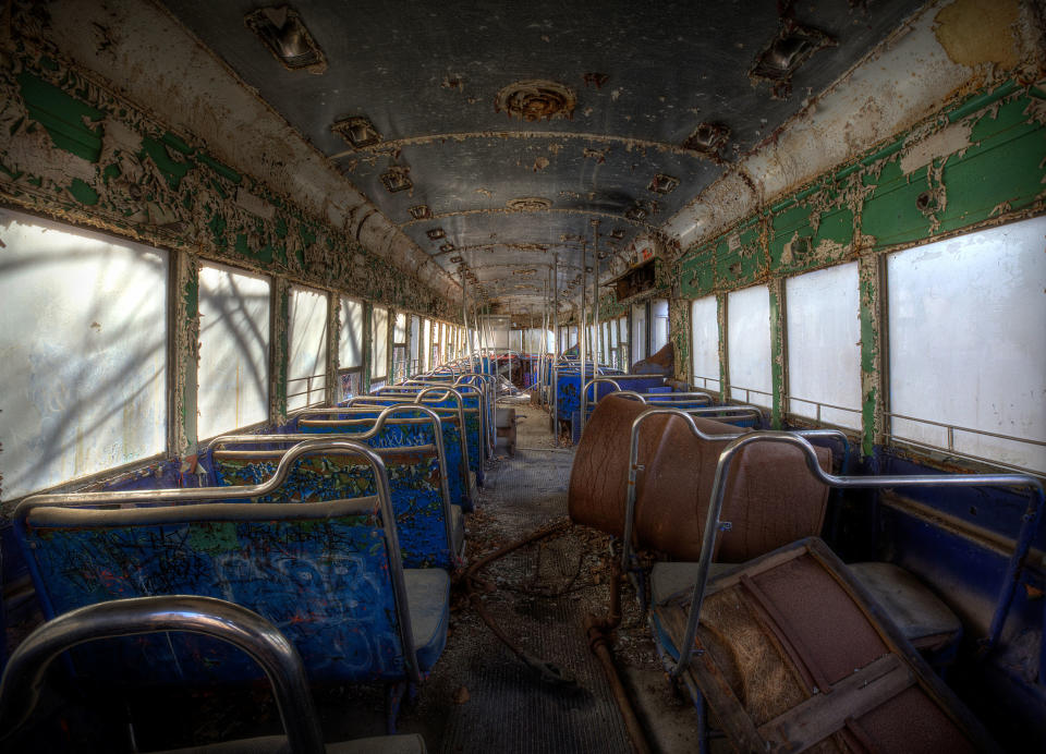 Interior of an an bandoned trolley