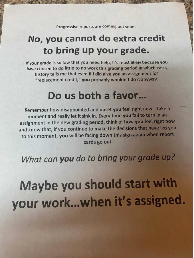 A South Carolina middle school teacher received criticism after sending this letter home to students. (Photo: WMBF)