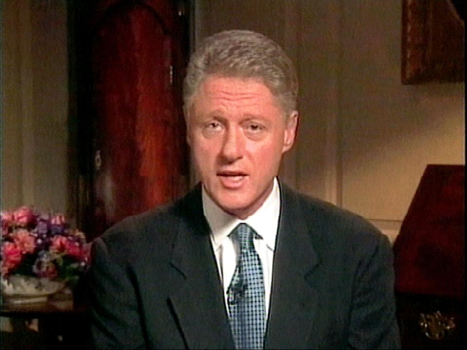 In this image from television, President Clinton addresses the nation from the White House on Monday, Aug. 17, 1998 about his acknowledgment to a grand jury that he had engaged in a relationship with former White House intern Monica Lewinsky that was "not appropriate".   (Photo: APTV)