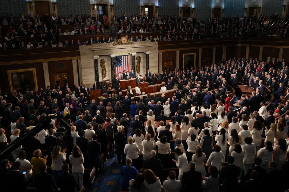 President Joe Biden delivers the State of the Union address to Congress at the U.S. Capitol in Washington.