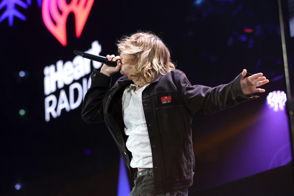 The Kid LAROI performs onstage during iHeartRadio 102.7 KIIS FM's Jingle Ball 2021 presented by Capital One at The Forum on Dec. 03, 2021, in Los Angeles, California.