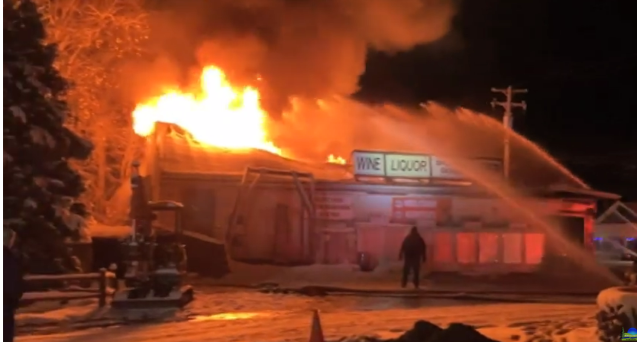 Screenshot from bystander video taken during the fire on Nov. 19 at Pat and Gary's Party Store.