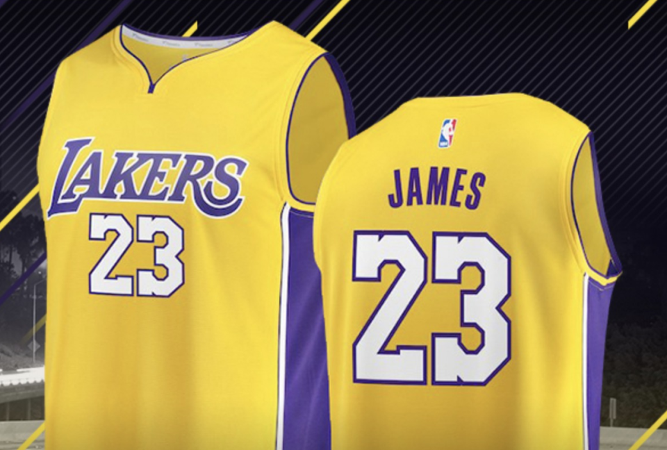 LeBron James jerseys with the No. 23 are already on sale in the Lakers online shop, and they’re really, really popular. (Lakers online shop)