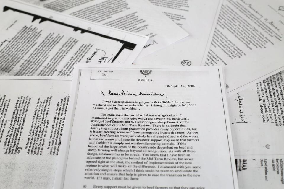 Copies of the previously secret letters written by Charles, including one to then-PM Tony Blair (Philip Toscano/PA) (PA Archive)