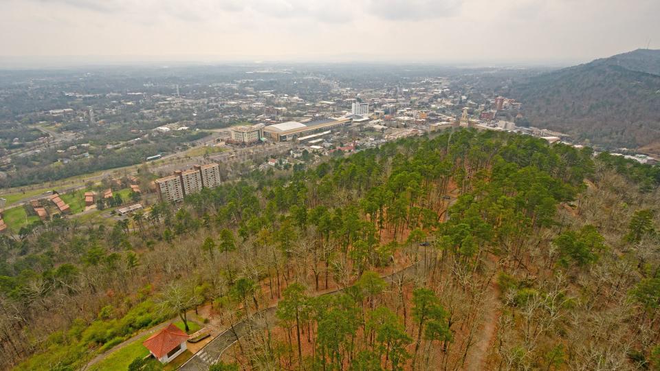 Looking Down from Hot Springs Mountain Tower into Hot Springs Village in Hot Springs National Park in Arkansas - Image.