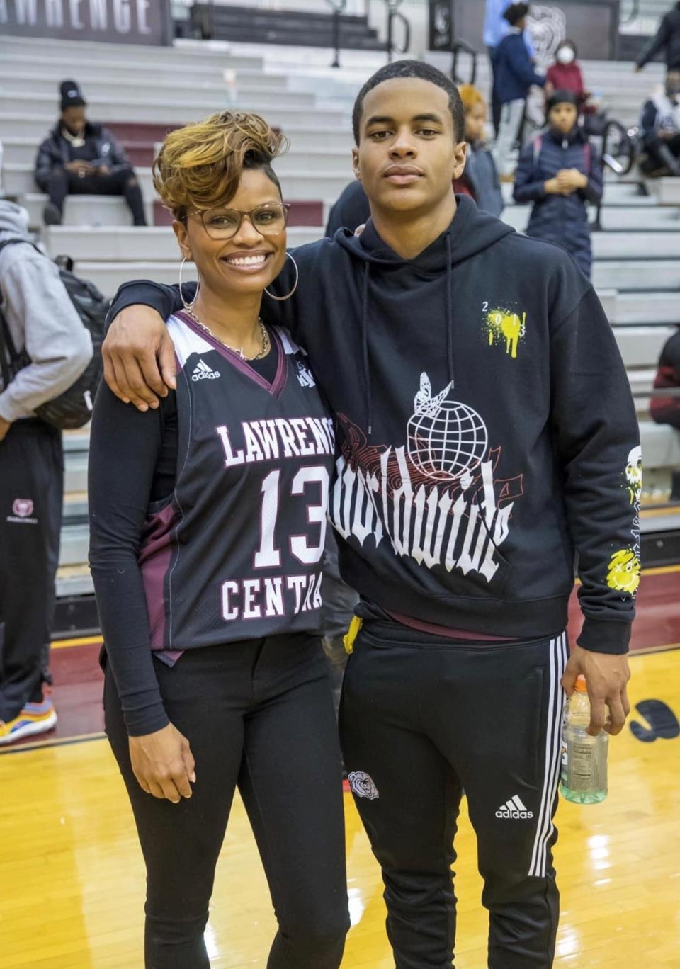 Nicole Hoffman with her son, Lawrence Central senior Jahmad Harmon.