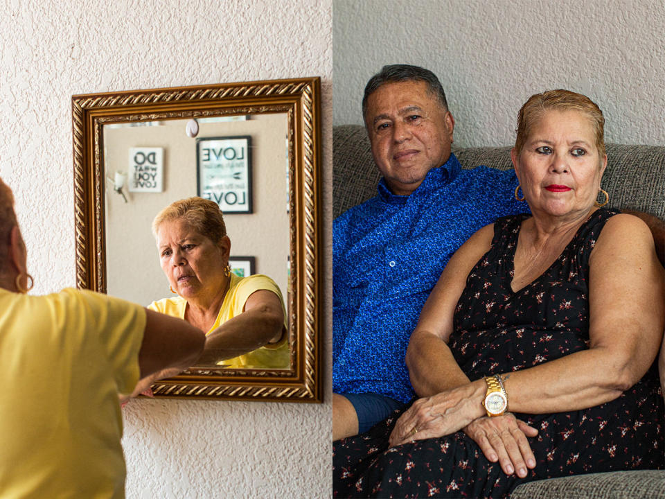 Irma Martinez and her husband Jose at home in Guanica, Puerto Rico. (Erika P. Rodríguez for NBC News)