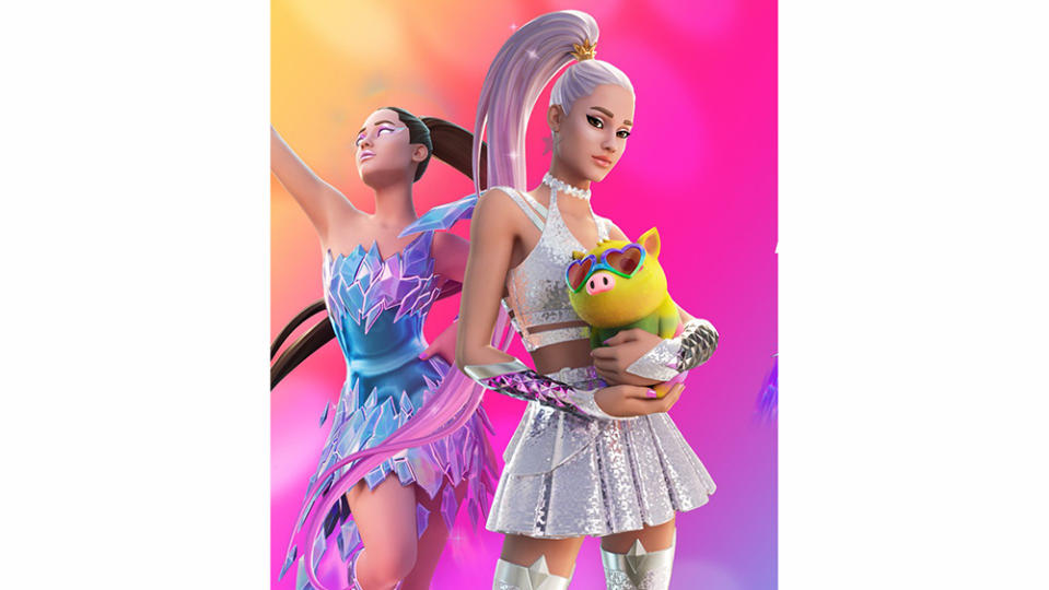 Skins from Ariana Grande’s Fortnite concert. - Credit: Fortnite