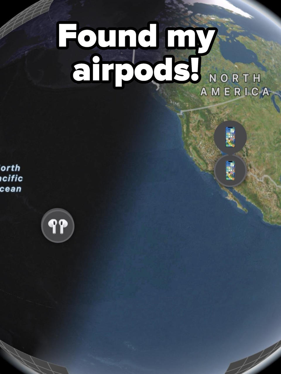 AirPods in Hawaii, far away from the user