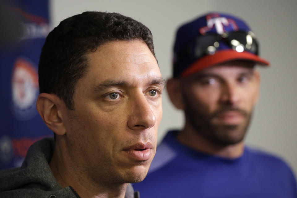 The Texas Rangers fired president of baseball operations Jon Daniels and manager Chris Woodward this week. (AP Photo/Charlie Riedel)