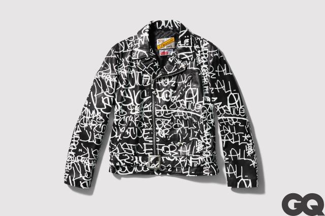 Supreme Comme des Garcons Schott Painted Perfecto Leather Jacket
