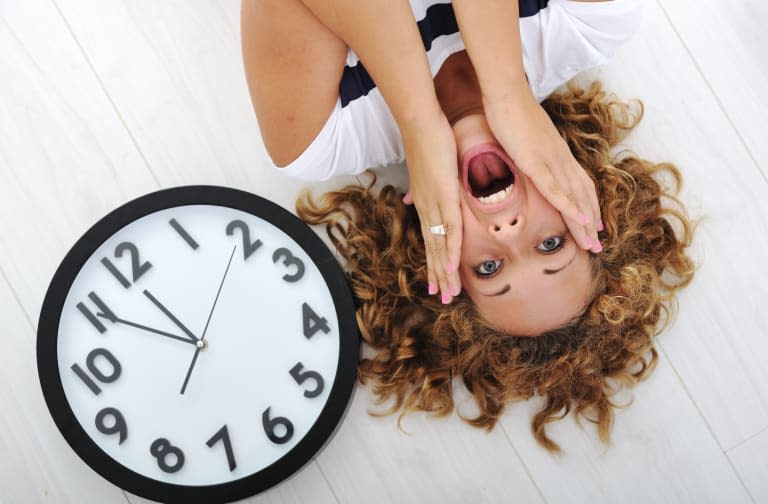 Girl and clock panic