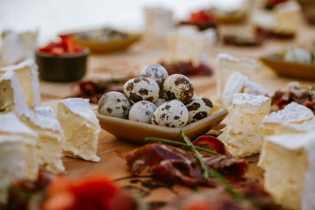 Duck prosciutto, Cowgirl Creamery’s Mt. Tam Triple Cream cheese, Indian strawberries, and soft-boiled quail eggs.