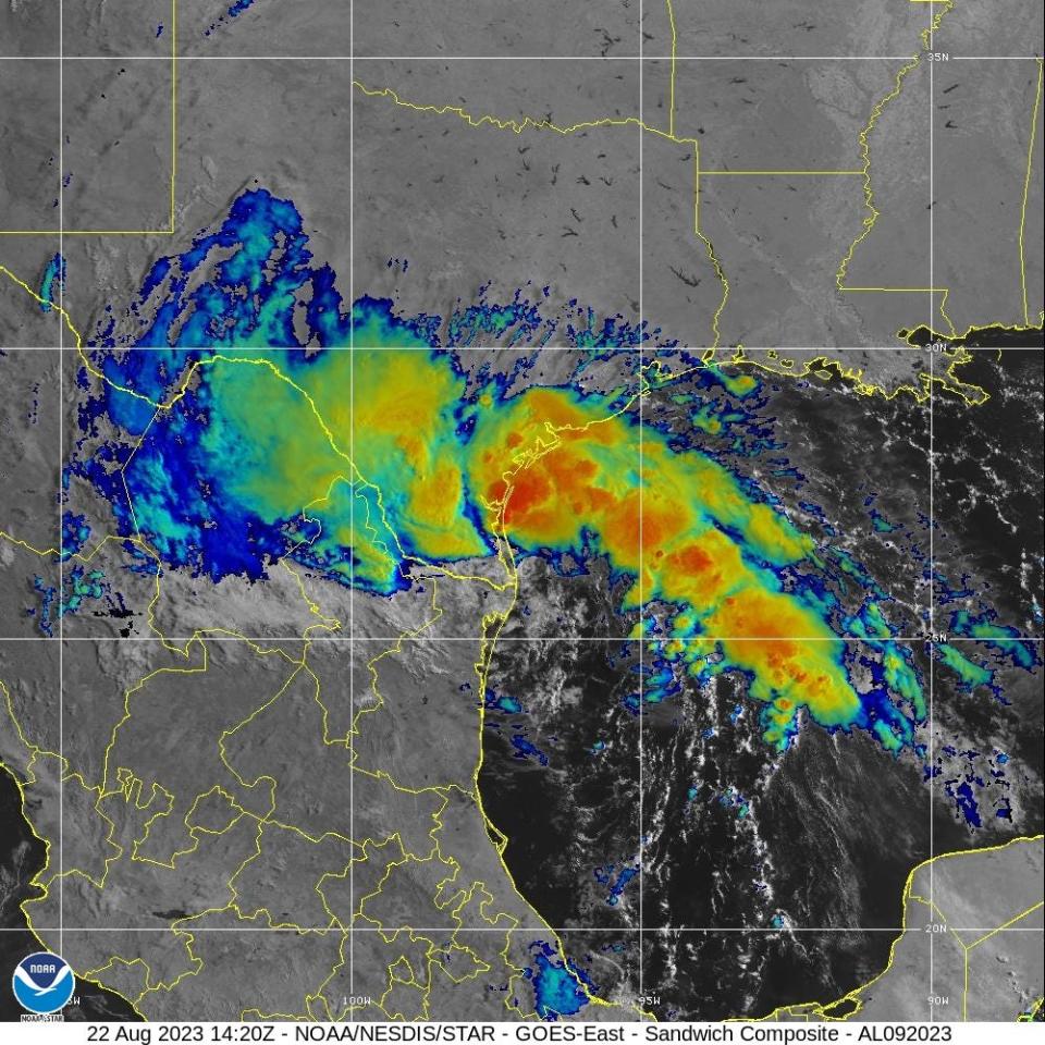 Tropical Storm Harold made landfall at 11 a.m. on Padre Island, Texas. Maximum sustained winds were 50 mph.