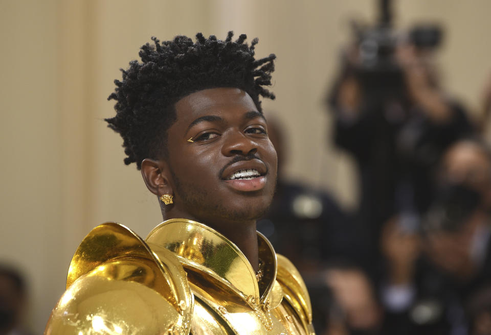 Lil Nas X attends The Metropolitan Museum of Art's Costume Institute benefit gala celebrating the opening of the "In America: A Lexicon of Fashion" exhibition on Monday, Sept. 13, 2021, in New York. (Photo by Evan Agostini/Invision/AP)