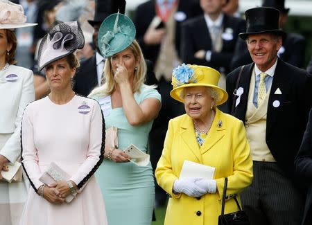 Horse Racing - Royal Ascot - Ascot Racecourse, Ascot, Britain - June 19, 2018 Britain's Queen Elizabeth and Sophie, Countess of Wessex during Royal Ascot REUTERS/Peter Nicholls