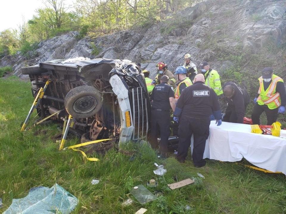 Members of the Hawthorne, Millwood and Ossining Volunteer Ambulance Corps, and the Briarcliff Fire Department and EMS responded to the scene of a rollover crash in 2020 on the southbound Taconic State Parkway in Mount Pleasant.