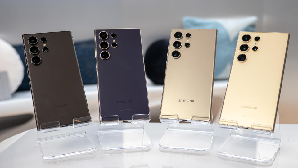 All four retail colors of the Samsung Galaxy S24 Ultra