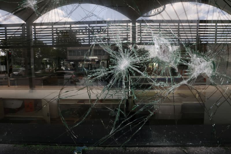 A view of the damaged indoor market in L'Hay-les-Roses