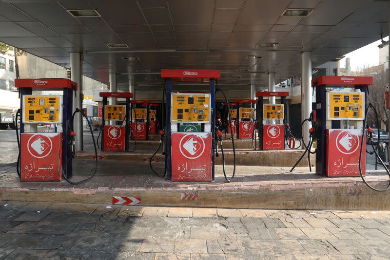 A general view of a gas station during a gas station disruption in Tehran