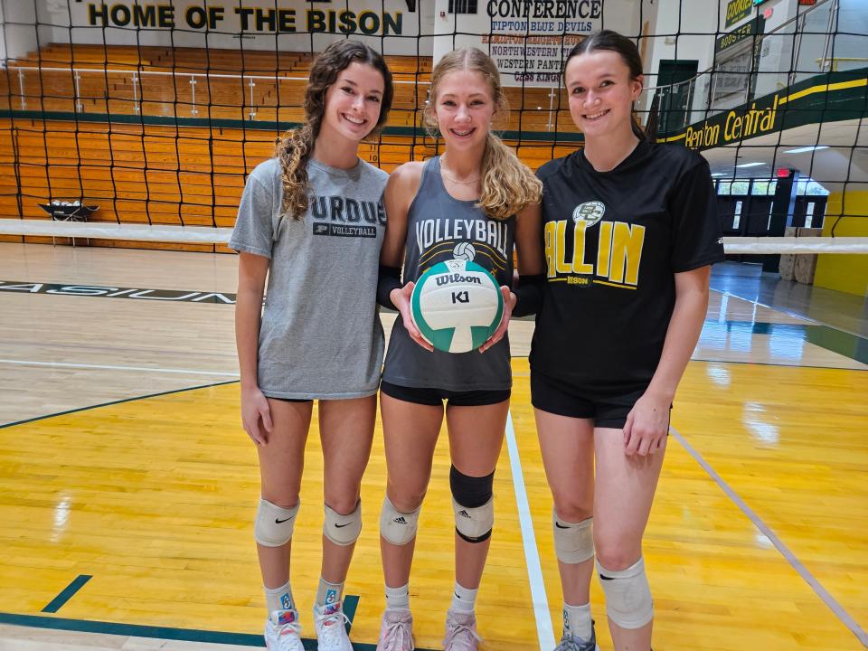 Benton Central seniors Rachel Tolen (left) Sienna Foster (center) and Jaycee Strawsma (right) have been crucial to the Bison's success heading into the IHSAA 3A State Regionals this Saturday.