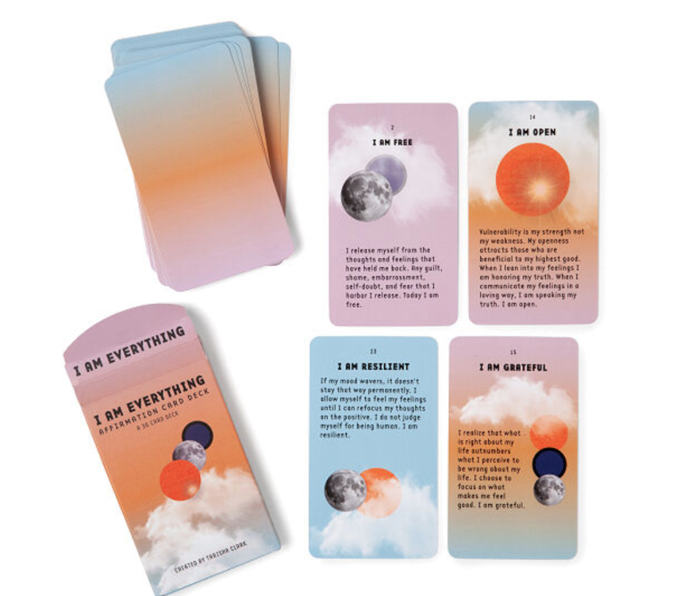 <p><a href="https://go.redirectingat.com?id=74968X1596630&url=https%3A%2F%2Fwww.uncommongoods.com%2Fproduct%2Fi-am-everything-affirmation-card-deck&sref=https%3A%2F%2Fwww.womansday.com%2Flife%2Fg29458579%2Fgifts-for-girls%2F" rel="nofollow noopener" target="_blank" data-ylk="slk:Shop Now;elm:context_link;itc:0;sec:content-canvas" class="link ">Shop Now</a></p><p>I Am Everything Affirmation Card Deck</p><p>$15.00</p>