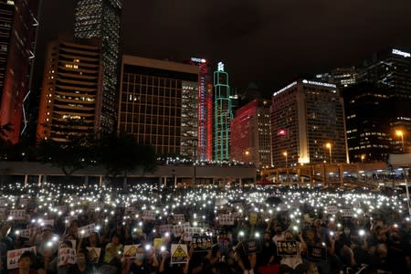 Members of Hong Kong's medical sector attend a rally to support the anti-extradition bill protest in Hong Kong