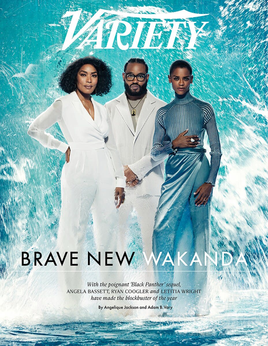 Letitia Wright, Angela Bassett and Ryan Coogler in Variety