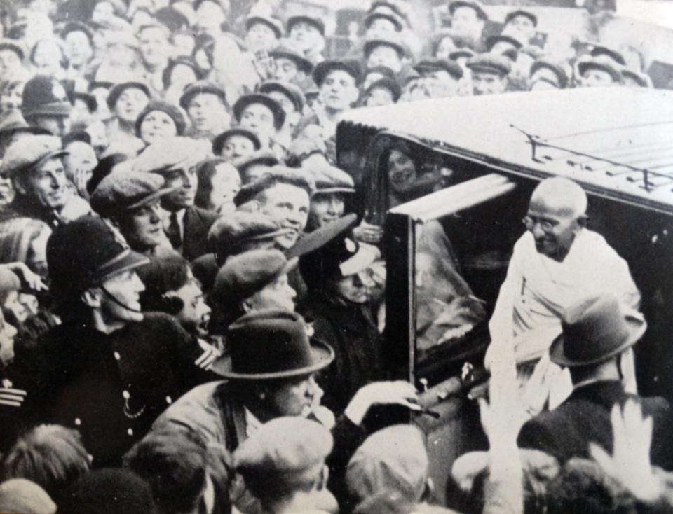 Mohandas Karamchand Gandhi (1869  1948), attends the Round Table Conference in London, 1931. Gandhi was the preeminent leader of the Indian independence movement in British-ruled India. Employing nonviolent civil disobedience, Gandhi led India to independence and inspired movements for civil rights and freedom across the world. (Photo by: Universal History Archive/Universal Images Group via Getty Images)