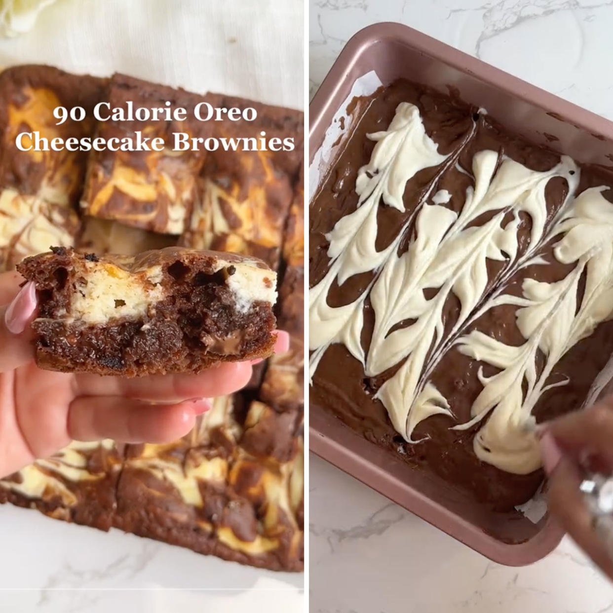 90 calorie oreo cheesecake brownies by eliyaeats tiktok