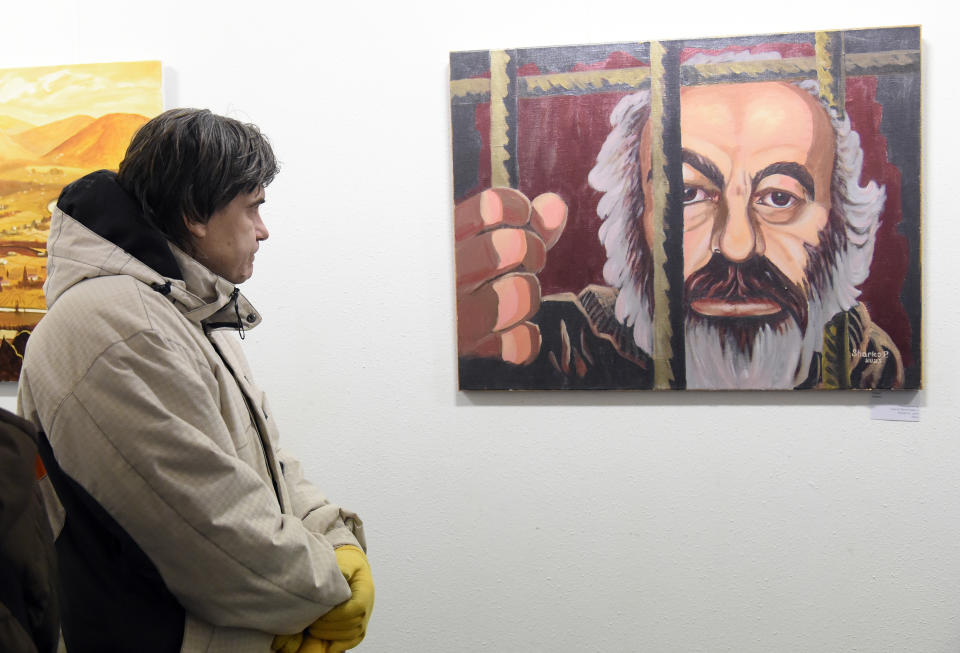 An exhibition dedicated to the work of Armenian director Sergei Parajanov opens at the Ivan Kavaleridze Museum and Studio in Kyiv, Ukraine, January 11, 2024.