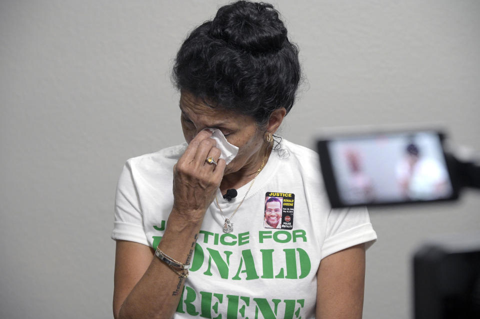 Mona Hardin relives the events surrounding the death of her son Ronald Greene, Saturday, Dec. 4, 2021, in Orlando, Fla. (AP Photo/Phelan M. Ebenhack)