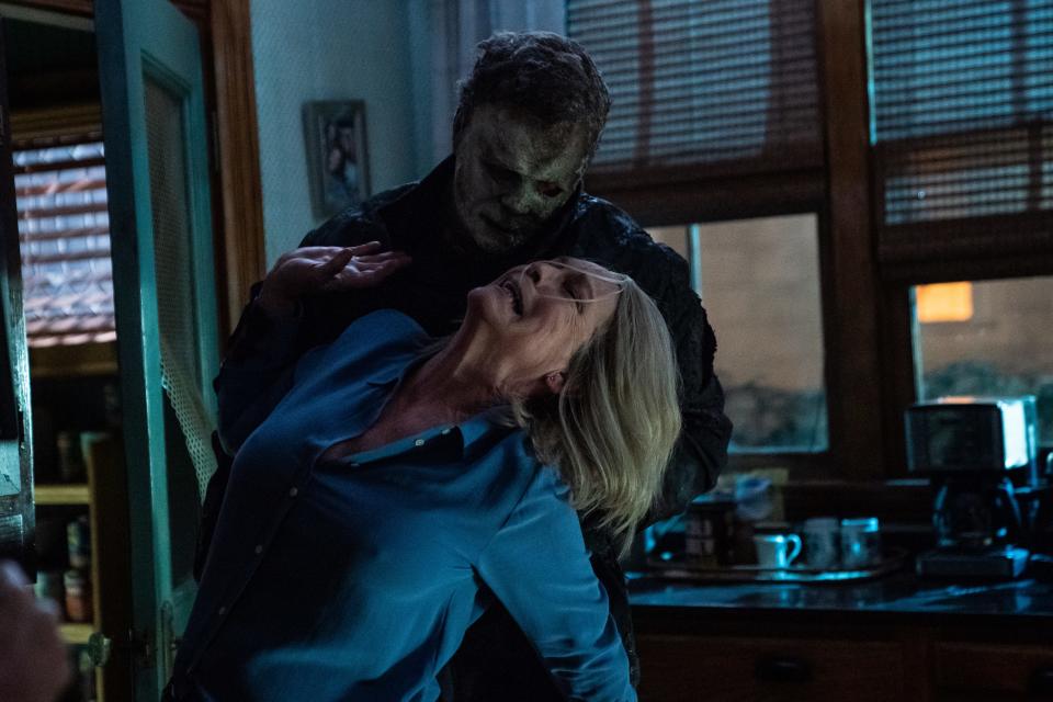 Laurie Strode (Jamie Lee Curtis) faces off with Michael Myers (aka The Shape) one last time in "Halloween Ends."