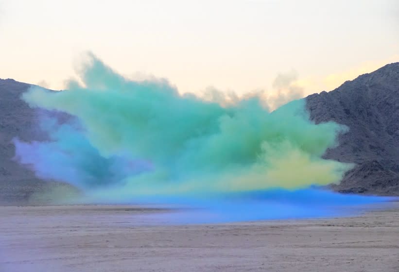Judy Chicago 's smoke test for "Living Smoke: A Tribute to the Living Desert," 2020.