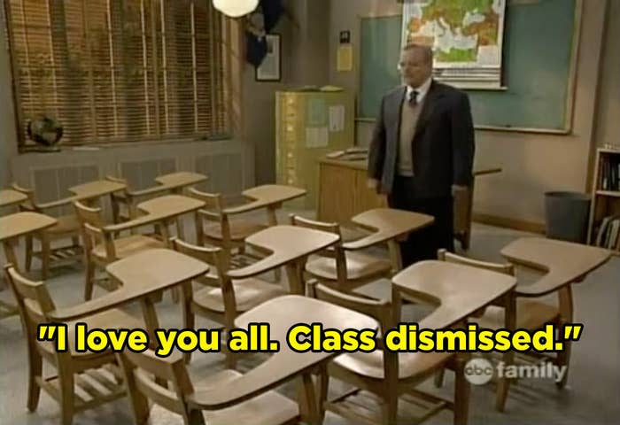 Mr. Feeny says, "I love you all. Class dismissed."