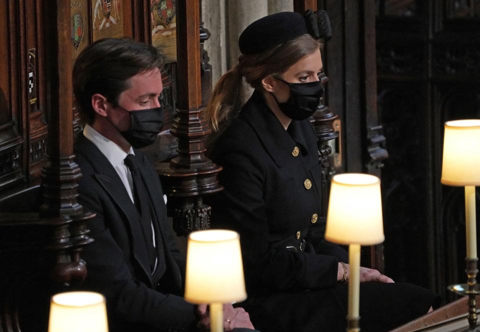 Princess Beatrice of York (right) and her husband, Edoardo Mapelli Mozzi, at St George's Chapel.