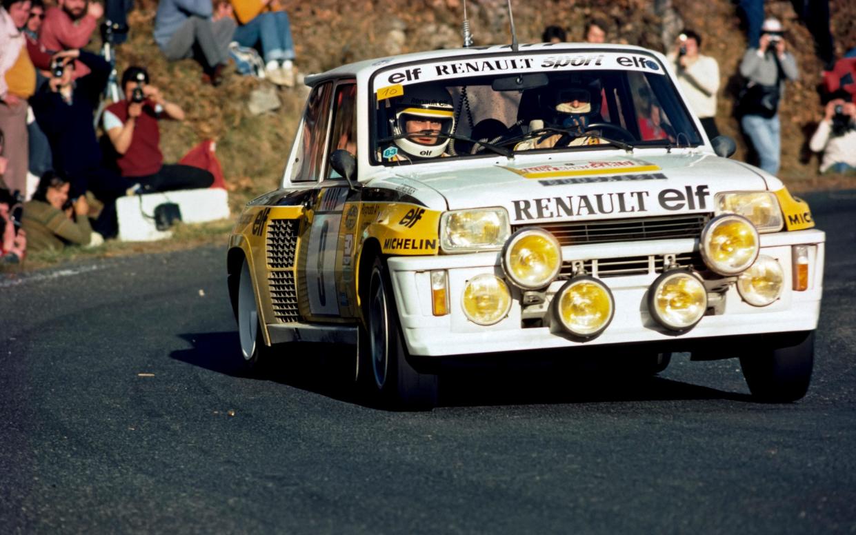 Petrol in their veins ... Jean Ragnotti drives a Renault Turbo 5 in the World Rally Championship in Monte Carlo in 1983