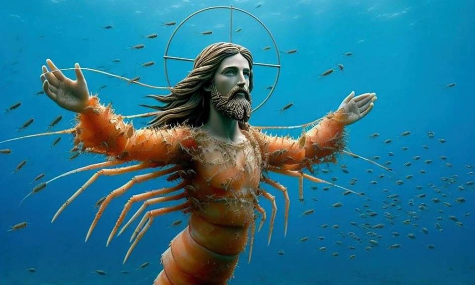 <span>The ‘Shrimp Jesus’ is an example of the outlandish AI generated art now being shared on Facebook.</span><span>Illustration: -</span>