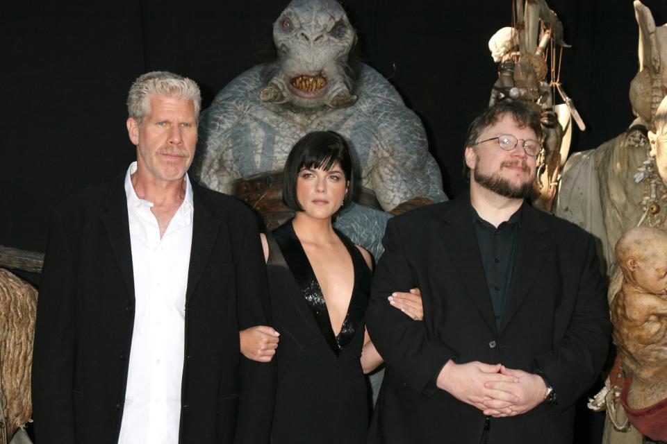 Ron Perlman, Selma Blair and Guillermo del Toro at the LA premiere of 'Hellboy II' (credit: WENN.com)