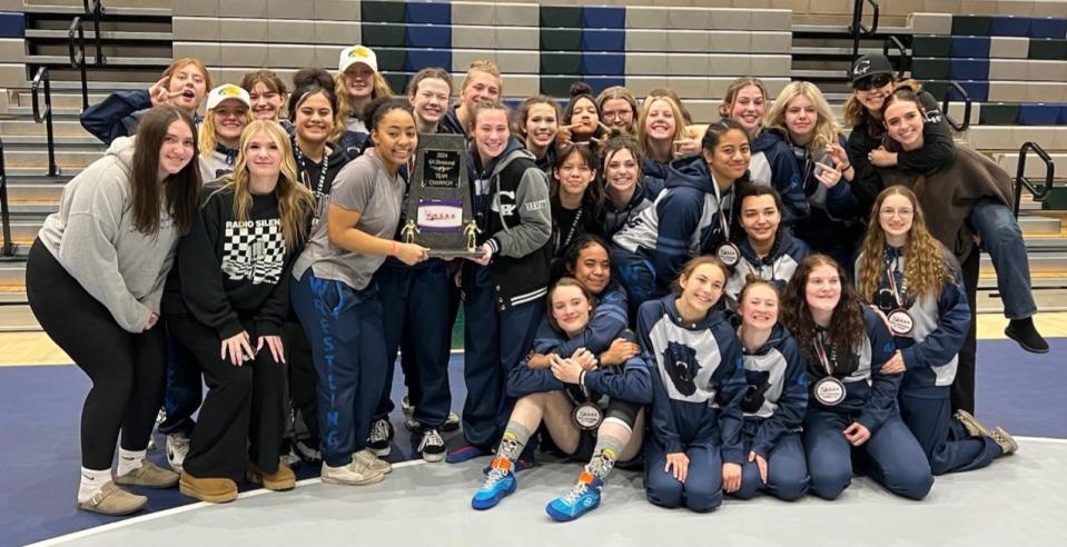 Copper Hills’ girls wrestling team finished first in the 6A Divisional B state-qualifying meet at Syracuse High School on Thursday. | Provided by Copper Hills.