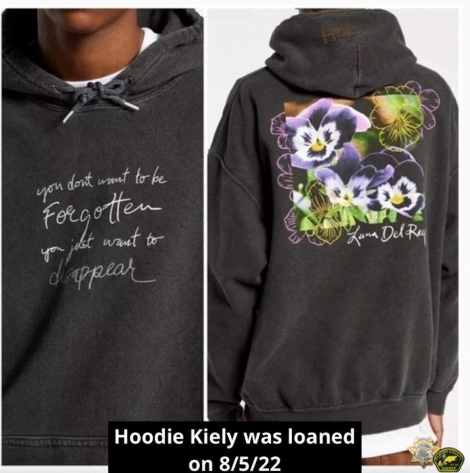 The hoodie Kiely Rodni borrowed the night she vanished (Placer County Sheriff’s Office)